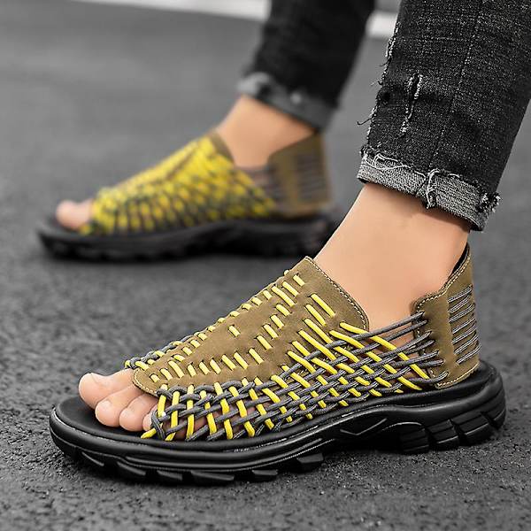 Herrtofflor Sommarmode Sandaler Mode Strandskor A20188 Yellow 41