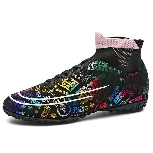 Fotbollsskor för män Fotbollsskor med hög ankel för vuxna Grästräning Sport Skor Sneakers 2J339 Black 35