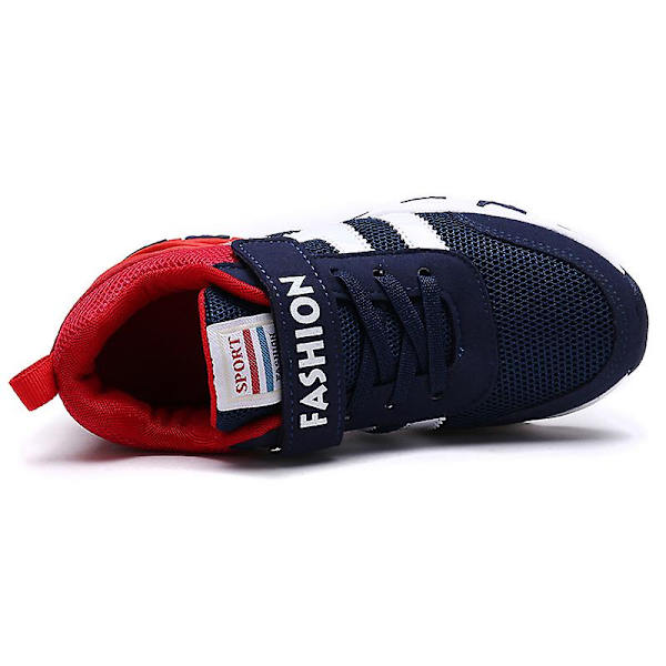 Barn Sneakers Pojkar Basketskor Halkfria Kid Sportskor 3B639 BlueRed 34