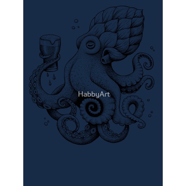 Hoptopus - Aktiv T-shirt för öldrickande bläckfisk Navy 3XL_Back