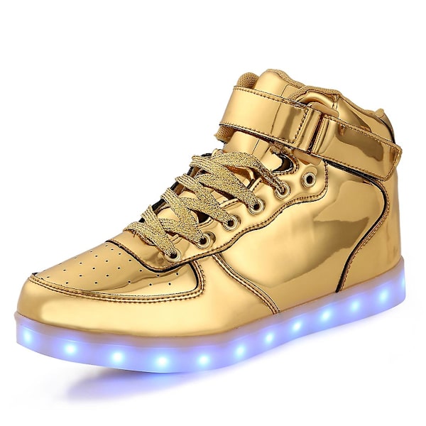 Barnskor Pojkar Led Light Up Skor Pojkar Flickor Sportlöparskor 1600 Gold 30