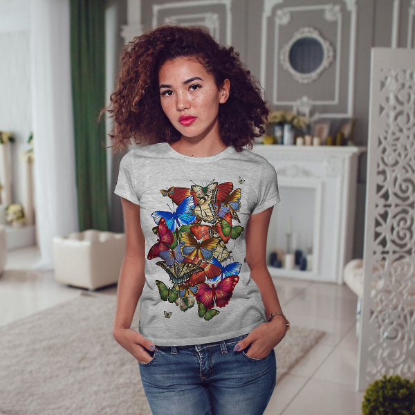 Färgglad Butterfly Women T-shirt XL