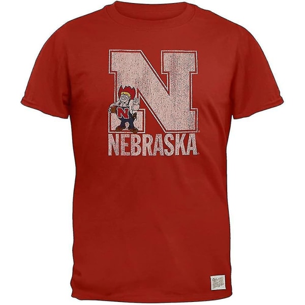 Nebraska Cornhuskers - Mascot In Letter Vintage mjuk T-shirt för vuxna 2XL