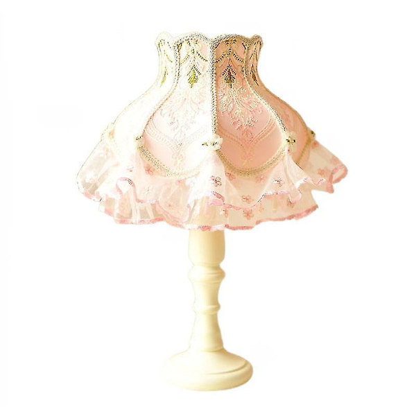 Sovrumsbordslampa Spets Lampskärm Tofs Trä Skrivbordsbelysning Sänglampa E27d92(C)