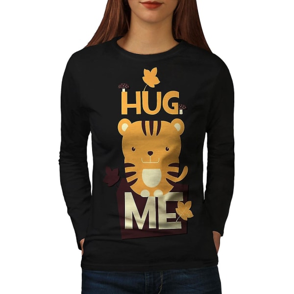 Kram mig Bedårande djur Kvinnor svart långärmad T-shirt XXL