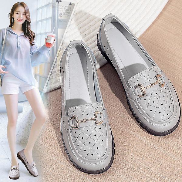 Kvinnors casual Andas Loafers Mode sjuksköterskeskor 2D6597-1 Gray 40