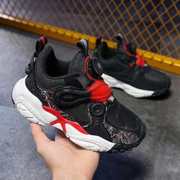 Barn Sneakers Pojkar Basketskor Halkfria Barn Sportskor 3B2296 BlackRed 35