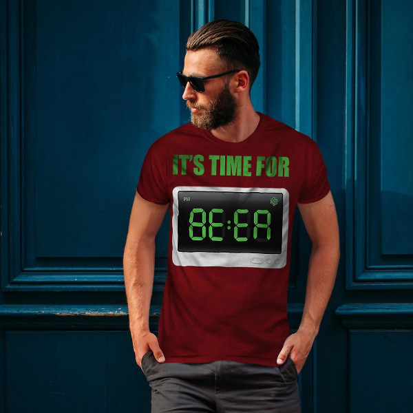 Beer Time Cool Joke Men Röd-skjorta S