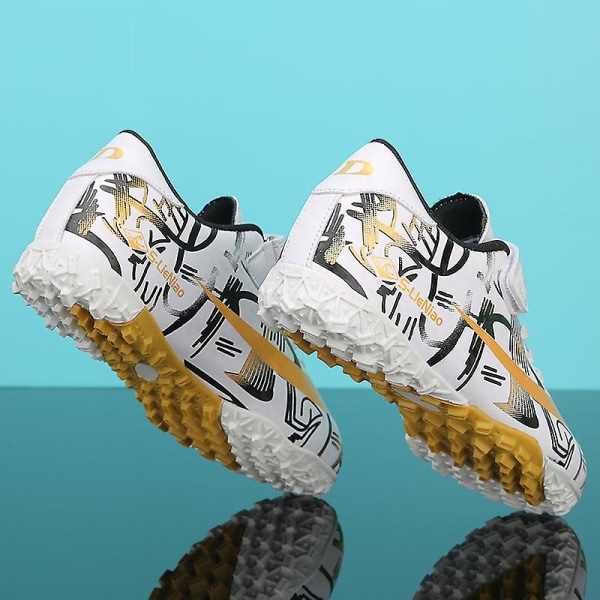 Fotbollsskor för barn Pojkar Flickor Fotbollsskor Grästräning Sport Skor Sneakers Yjx157 WhiteGold 37