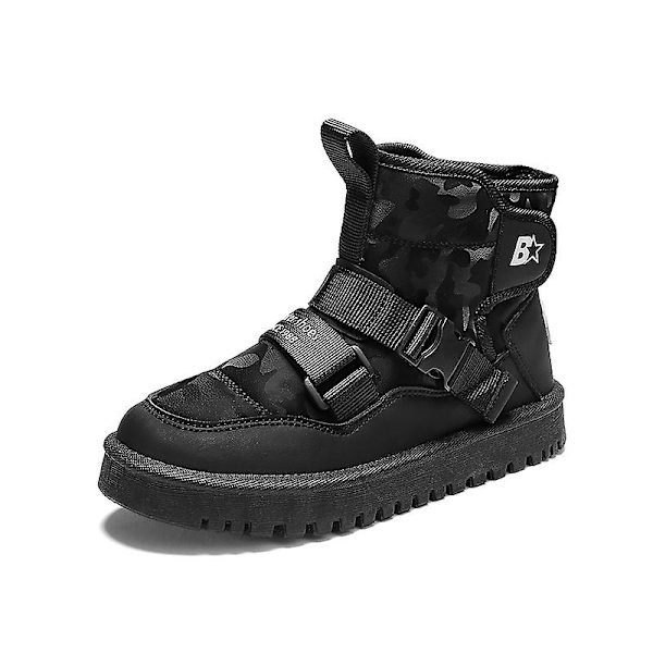 Snöskor för pojkar för flickor Vinterstövlar Ankelstövlar Barnstövlar Varm päls Anti-halk Jy056 Black 34