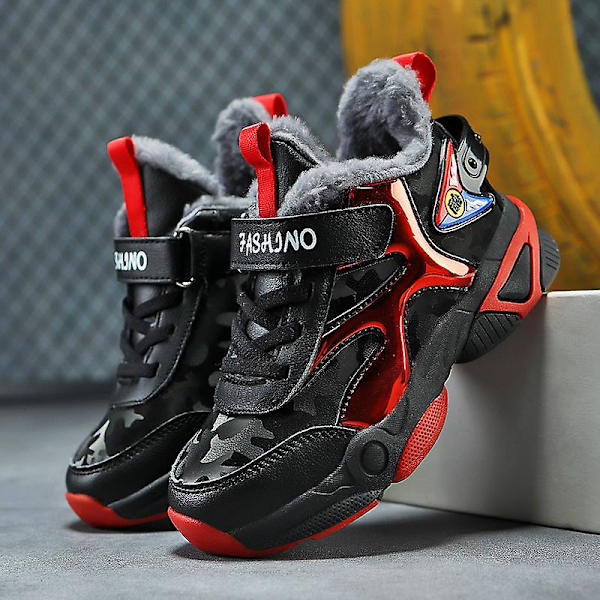 Pojkar Flickor Sonw Sneakers Keep Warm Löparskor Mode Sportskor för barn 2L866 BlackRed 31