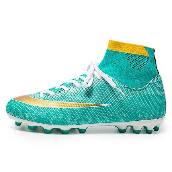 Fotbollsskor för män Spikes Fotbollsskor för ungdomar Ankelstövlar Athletic Sneaker 3C32736G Cyan 36