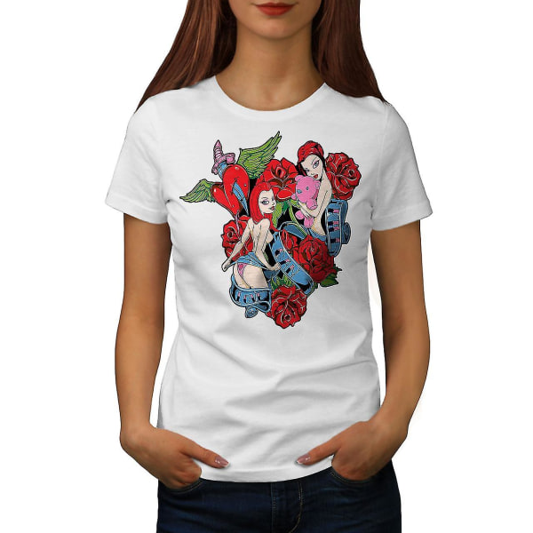 Love Kill Rose Fashion Women Whitet-shirt M