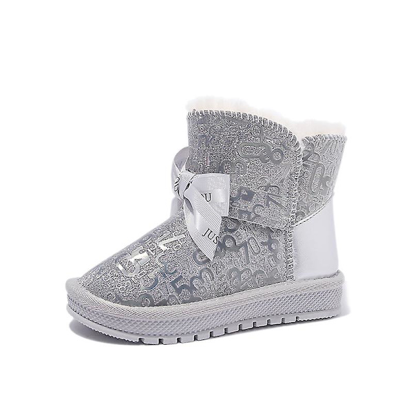Flickor Vinter snökängor Skor Anti-halk Casual Lätt bomullsskor Xx2233 Silver 30