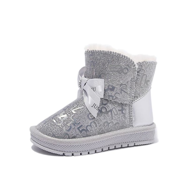 Flickor Vinter snökängor Skor Anti-halk Casual Lätt bomullsskor Xx2233 Silver 37