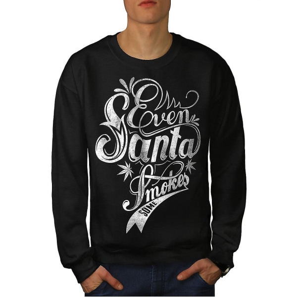 Even Santa Smokes Rasta Men Blacksweatshirt | Wellcoda S