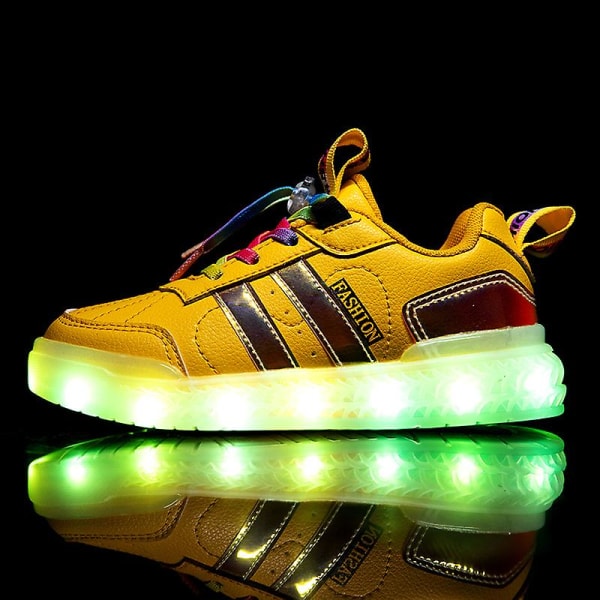 Barn Sneakers Andas Led Light Skor Sport Löparskor Outdoor Skor 2C2013 Yellow 37