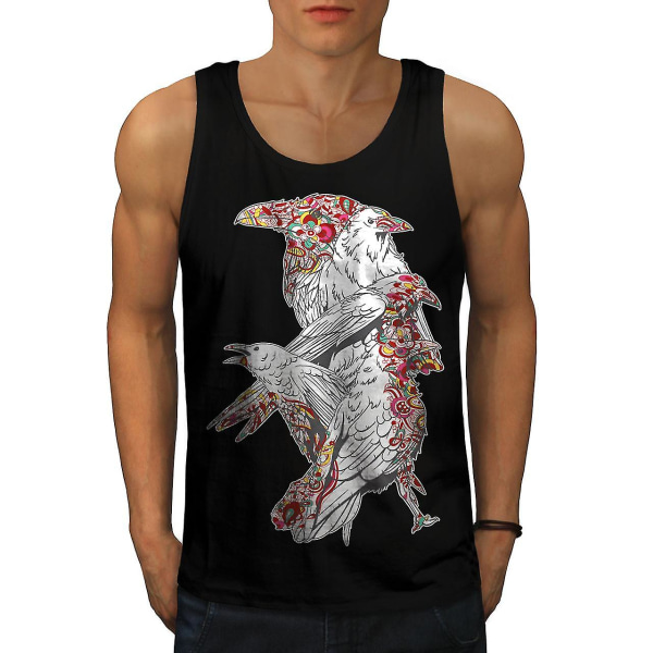 Crow Bird Cool Art Men Blacktank Top M