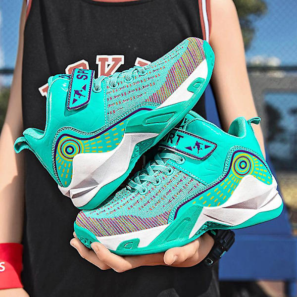 Barn Basketskor Andas Sneakers Pojkar Flickor Sportskor Yj2517 Blue 32
