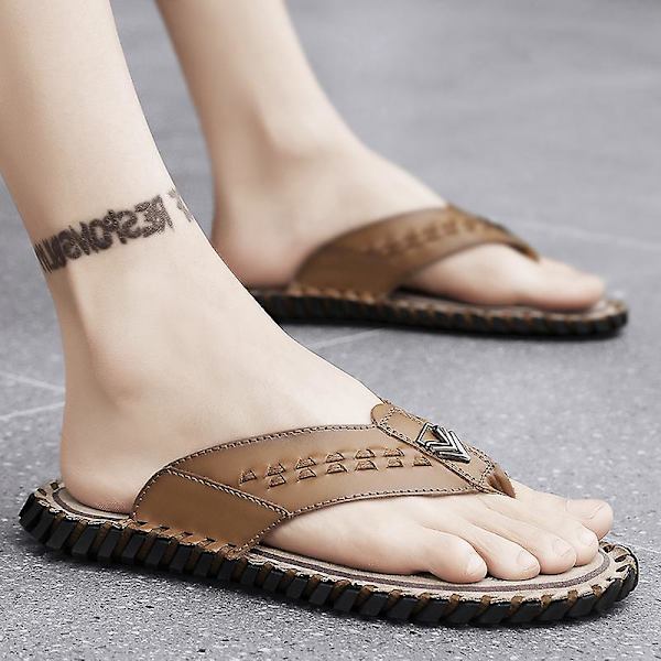 Herrtofflor Halkfria sandaler Mode Strandskor för kvinnor 7285 LightBrown 41
