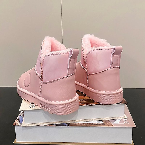 Pojkar Flickor Vintersnöboots Varma ankelstövlar Barn Anti-halk vinterskor H2109 Pink 36