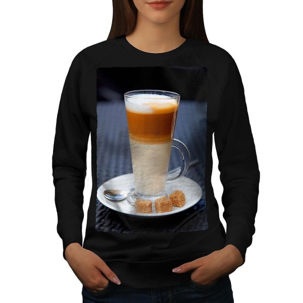 Latte Kaffe Foto Mat Kvinnor Blacksweatshirt M