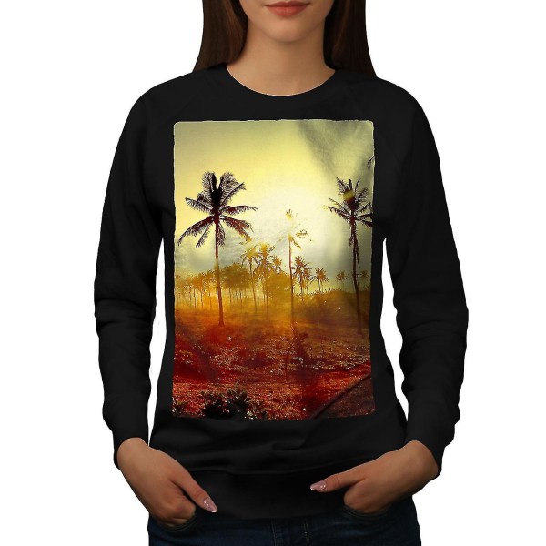 Sun Palm Photo Art Women Blacksweatshirt XL