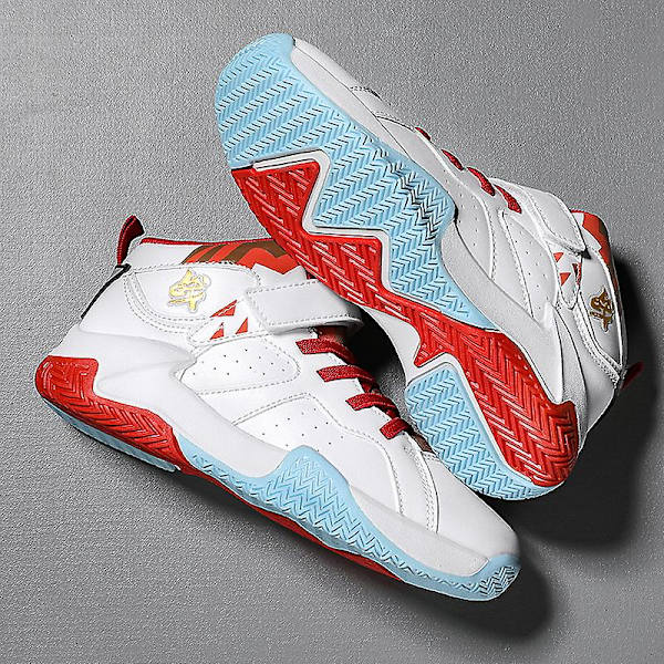 Barn basketskor Mode halkfria sneakers Andas sportskor 391 WhiteRed 34