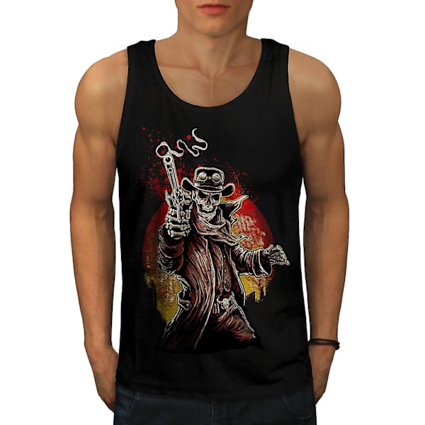 Western Cowboy Cool Skull Men Blacktank Top M