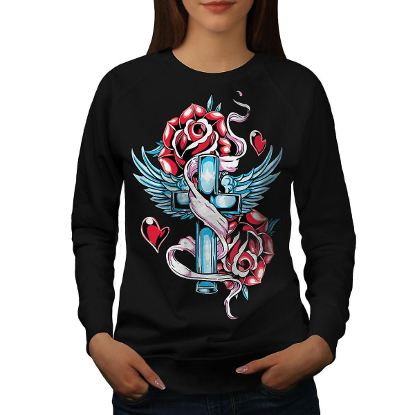 Love Cross Angel Women Sweatshirt L