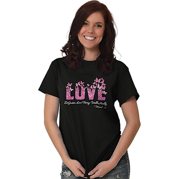 Vackra bibelvers kärlek citat kvinnors grafiska t-shirt utslagsplatser Large