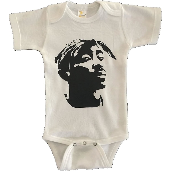 Laughing Giraffe Tupac Baby Onesie Unisex vit kort ärm (6-12 månader) XXL