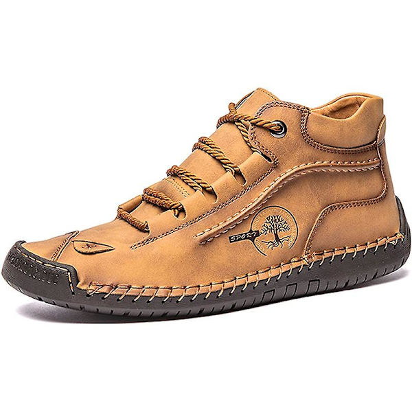 Herrskor Bekväma ankelstövlar Handsömmar Casual Herr Loafers Mjuk sula Andas Flats Skor Yellow 41