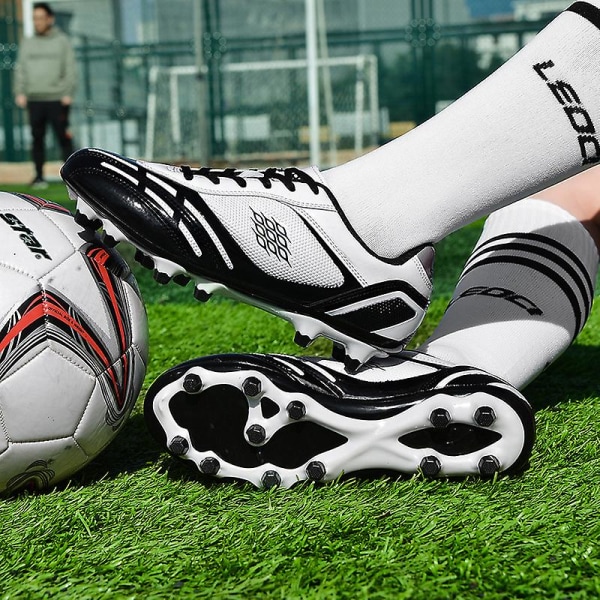 Pojkar Flickor Fotbollsskor Halkfria fotbollsskor Klossar Gräs Fotbollssneakers 2K26027A Black 35