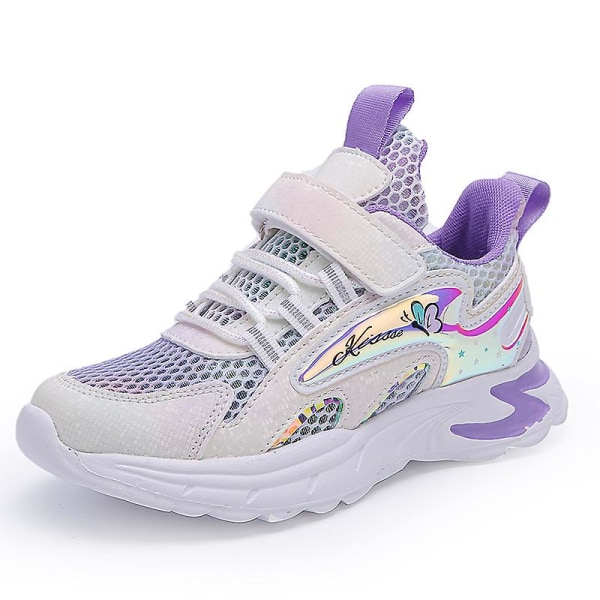 Sneakers för barn för flickor Löpning Tennisskor Lättviktsventilerande Sport Athletic 3B883 Purple 28
