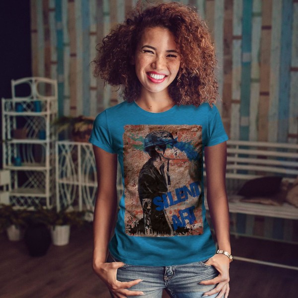 Silent Art Trendig Royal T-shirt för kvinnor L