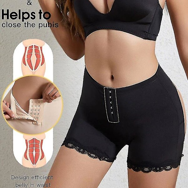 Kvinnor hög midja kontroll trosor Hollow Out Ass Hip Shaper Butts Big Ass Lift Push Up Shapewear Kvinnor Open Hip Slim Briefs,svart S
