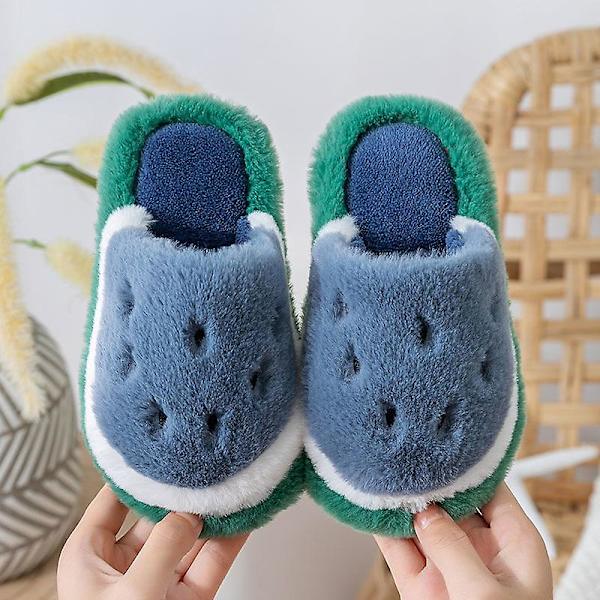 Barns bomullstofflor Pojkar Flickor Fleece tecknad bomullstofflor Röd Blue 26/27