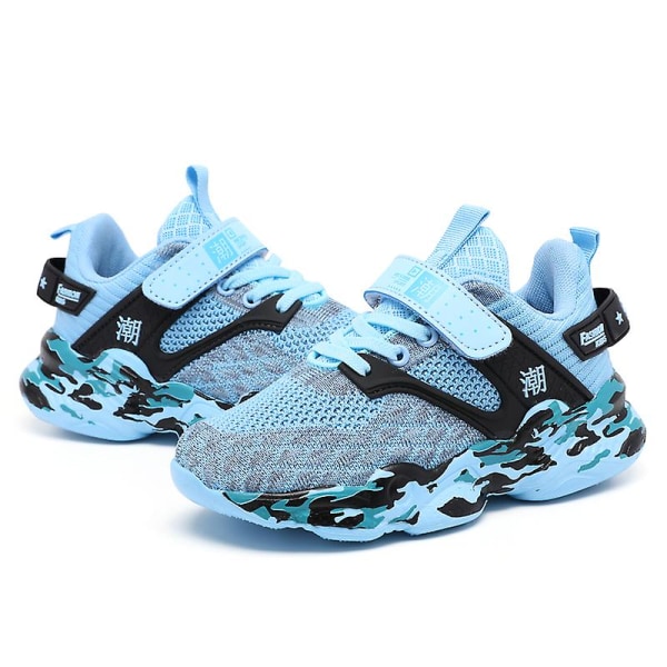 Sneakers för barn för pojkar, flickor, löpning tennisskor, lätt andas, sport, atletisk 3B733 Blue 38