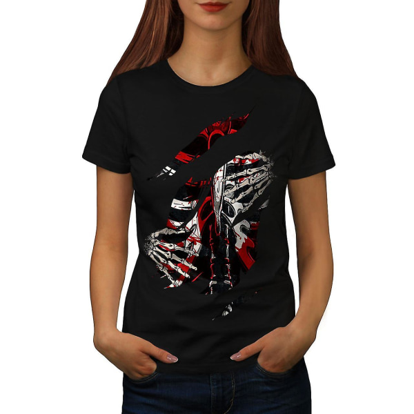 Death Skeleton Rock Skull Women Blackt-shirt L