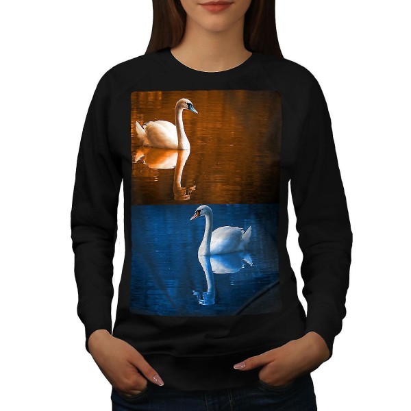 Swan Night Nature Women Blacksweatshirt S