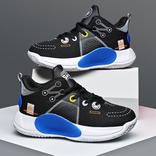 Barn Basketskor Mode Pojkar Flickor Sneakers Sportskor som andas 2La099 Black 36