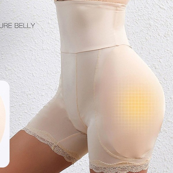 Kvinnor Höftkuddar High Waist Trainer Shapewear Kroppsformande mage Fake Ass Butt Lifter Booties Enhancer Booty Lifter Sexig Spets,beige XL