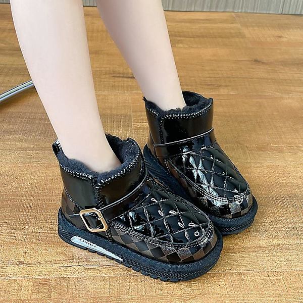 Barn Vinter Snö Boots Varma Ankel Boots Anti-Slip Pojkar Flickor Vinterskor 2Ja8 Black 26