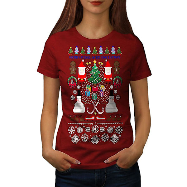 Santa Snowman Christmas Women Redt-shirt XL