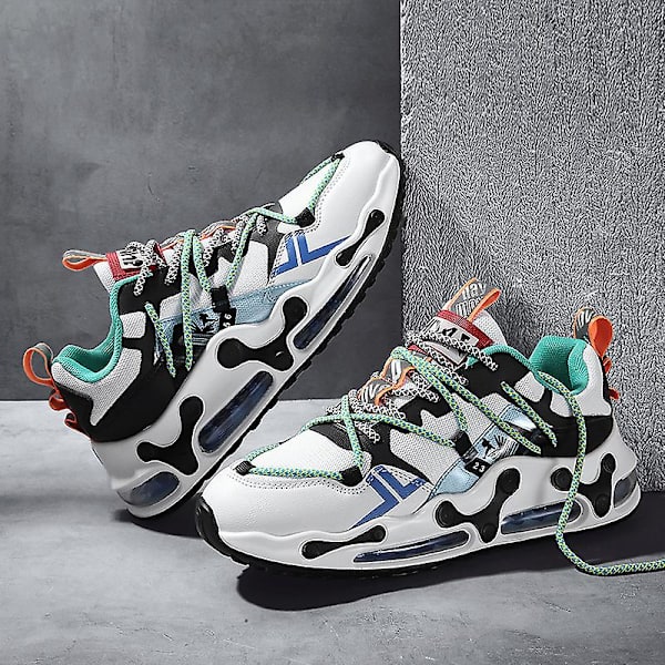 Herrsneakers Andningsluftkudde Sportlöparskor 1658 WhiteGreen 41