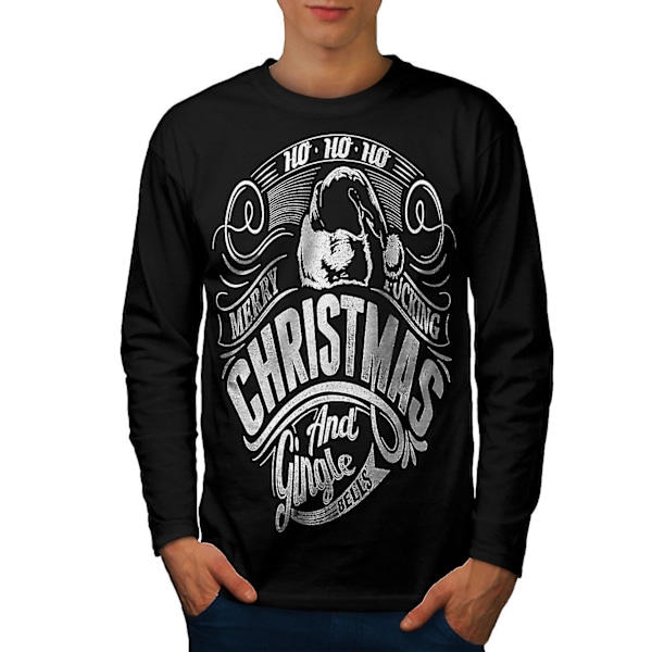 Gingle Bells Christmas Men Blacklong Sleeve T-shirt L