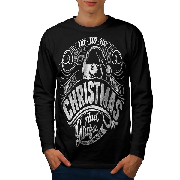 Gingle Bells Christmas Men Blacklong Sleeve T-shirt M