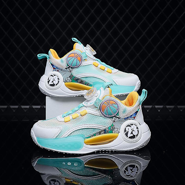 Barn Sneakers Pojkar Basketskor Halkfria Barn Sportskor 3B2317 Cyan 34