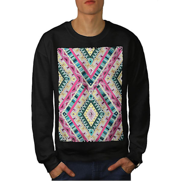 Psychedelic Pattern Men Blacksweatshirt XXL
